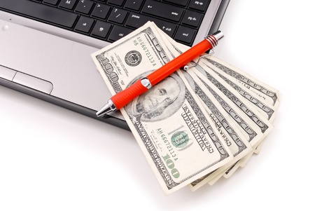 Pen on Hundred Dollar Billsの写真素材
