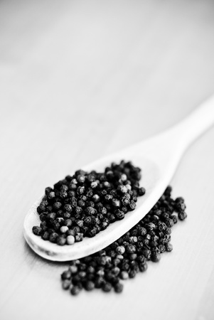 Black and White Image of Peppercornsの写真素材
