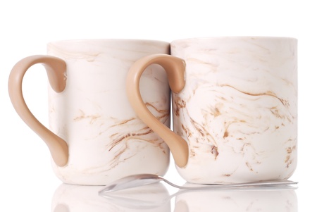 Two Marble Crafted Coffee Mugsの写真素材