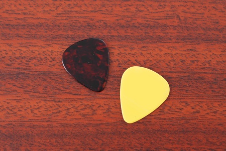 Yellow and Tortoise Shell Guitarの写真素材