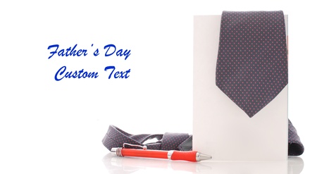 Fathers Day Concept with Tie on Greeting Card and Space for Custom Textの写真素材