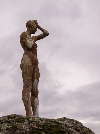El Torno, Caceres, Spain; January, 12, 2018: Portrait of one of the statues of the monument to the forgotten of the Spanish Civil War. Jerte Valleyのeditorial素材