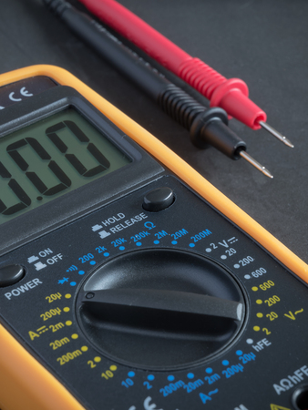 Digital Multimeter on black background close upのeditorial素材