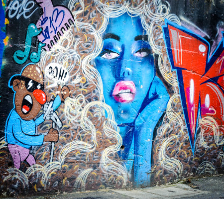 Graffiti is an urban artistic expressionのeditorial素材