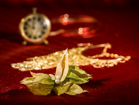old time elements like hourglass, and wine glassの写真素材