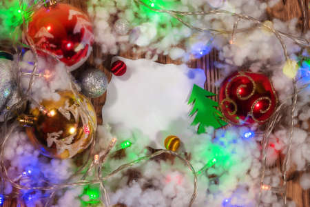 Christmas background with garlandsの写真素材