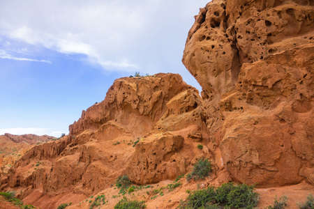 Holes in the rocks of the canyonの写真素材