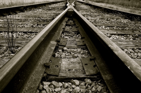 Train Tracks Mergingの写真素材
