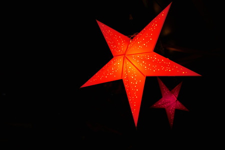 Red Christmas Star with copy space