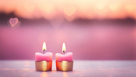 Romantic candles with copy space generative AI illustrationの素材
