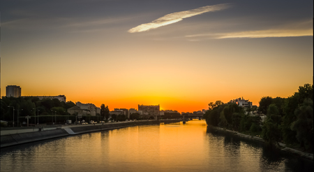 Sunrise on the river Seineの写真素材