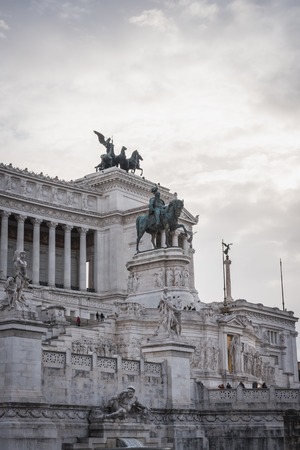 Facade of the Monument to Victor Emmanuel II in the historic center of Rome in Italyのeditorial素材
