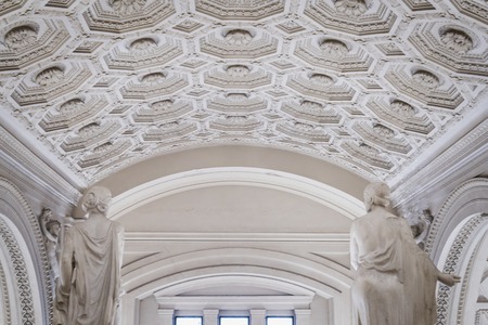 Interior of the Monument to Vittorio Emanuele II with two female statues in Rome Italyのeditorial素材
