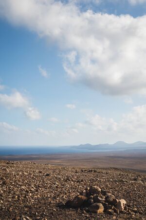Mountain landscape from Lanzarote island in summerの写真素材