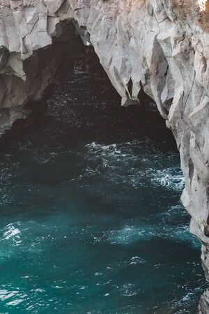 The underwater cave of Los Hervideros on the island of Lanzaroteの写真素材