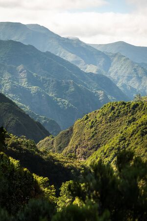 Mountain chain in a Madeira levadaの写真素材