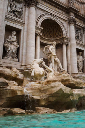 The god Neptune in the Trevi Fountain in Rome, Italyの写真素材