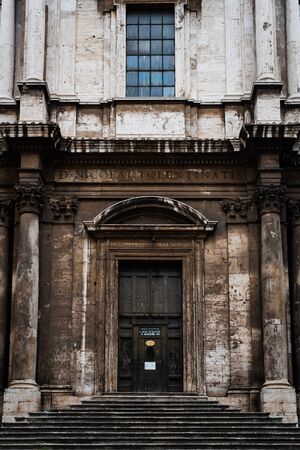 Entrance to the Church of St. Nicholas of Tolentino in Rome, Italyの写真素材