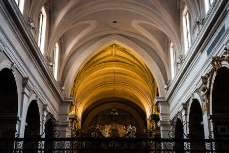 Majestic interior of the church and convent of the Trinita dei Monti in Rome, Italyのeditorial素材