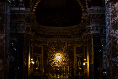 Magnificent altar in the center of a church in Rome, Italyのeditorial素材