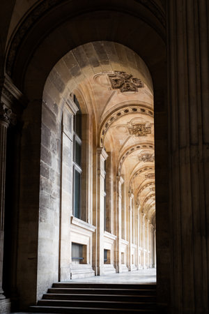 Corridors of the Louvre Museum in Paris - Alley 1の写真素材