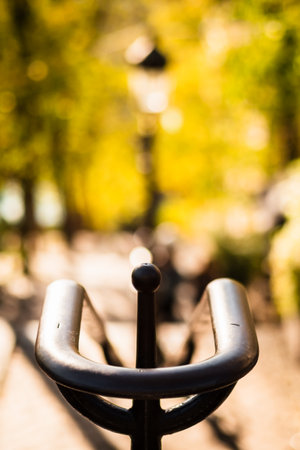 Creative view of the Montmartre stairs on a beautiful autumn dayの写真素材