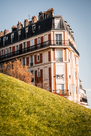 Building in Montmartre at the foot of the Sacre-Coeur in Paris