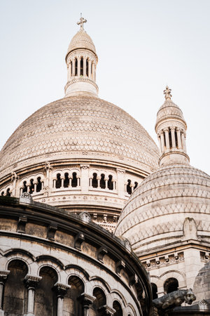 The Sacred Heart in autumn in Montmartre in Paris - France