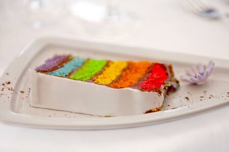 rainbow weeding cake portionの写真素材