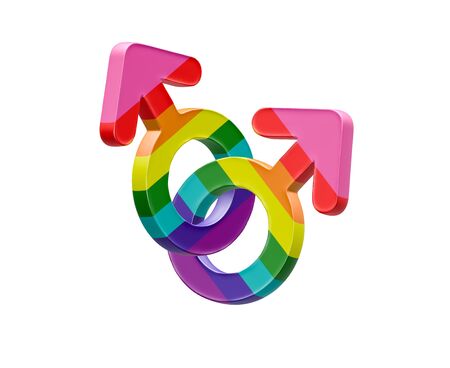 Gay couple symbol in white  for gender diversityの写真素材