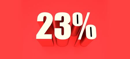 3D illustration of 23 percentage or 23% metallic VAT Tax in red backgroundの写真素材