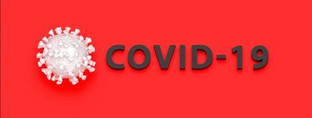 3D illustration for Coronavirus in red background, MERS virus, 2019-ncov Respiratory Syndrome concept for scientific magazines news tv banner web newspaperの写真素材