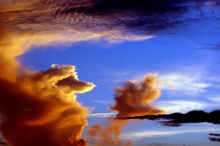 An island in the sky at sundown
