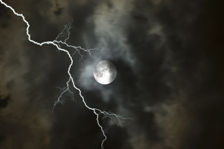 Moon on a stormy night in Floridaの写真素材
