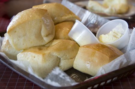 Delicious glaze buttered yeast rolls with shallow DOF