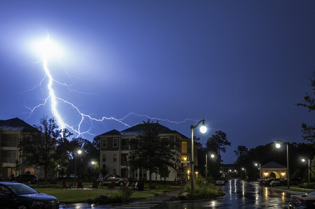 Massive lightning strike in a neighborhood