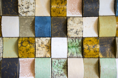 Curved stone and marble colored tiles for backgroundの写真素材