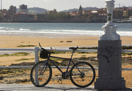 landscape of Gijon beach. travel destination in north of Spain, Europeのeditorial素材