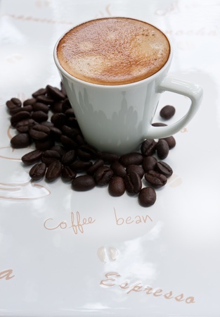 espresso cup and coffee beansの写真素材