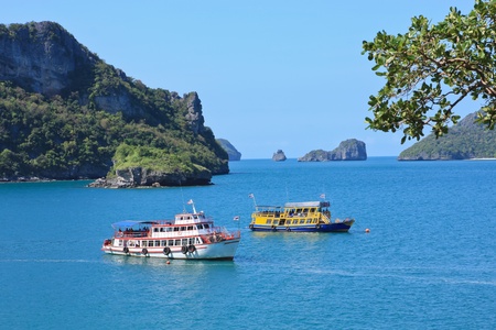 Sea landscape with boat in Thailand の写真素材