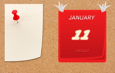 january calender of 2012 year on fiberboard の写真素材