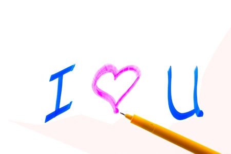 pen writing with I love you   word,isolatedの写真素材