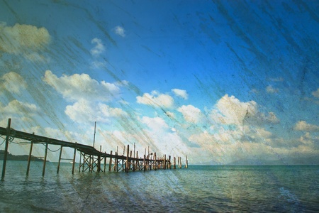 Grunge paper and sea landscape view for general backgroundの写真素材