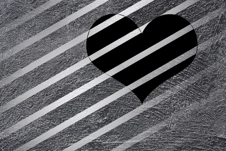 black  heart on abstract line backgroundの写真素材