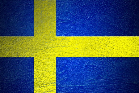 flag of Sweden on abstract cement wallの写真素材