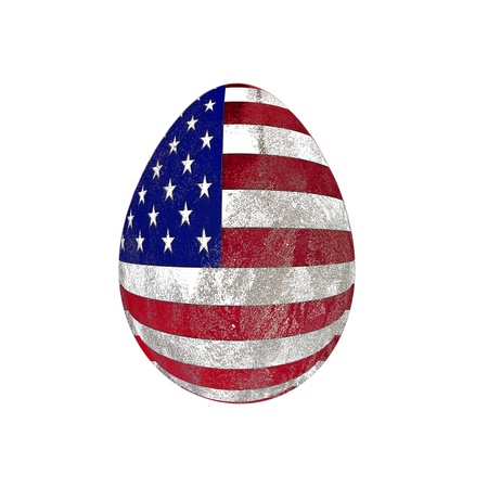 Easter egg with American flag isolated  on white backgroundの写真素材
