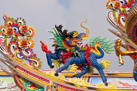 stutue on  chinese architecture roof
