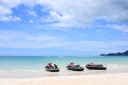 water scooter on the beach  Koh Samui,Thailandの写真素材