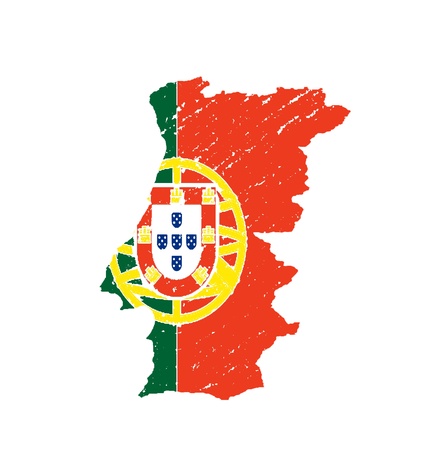 Portugal  map flag artwork isolated  on white backgroundの写真素材