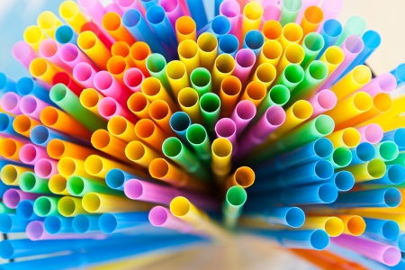 Colorful straws  on retro backgroundの写真素材